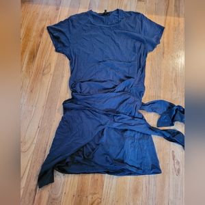 Rag & Bone Side Wrap/Tie Short-Sleeve Crew Neck T-Shirt Dress Blue Size Medium